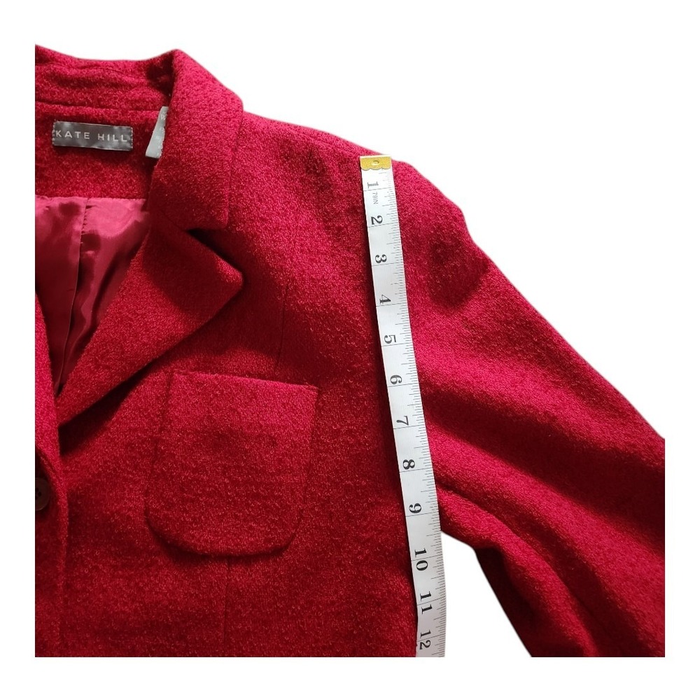 Wool Blend Blazer Kate‎ Hill Size 12 Red Career Classic Vintage Style Pockets - Picture 6 of 10